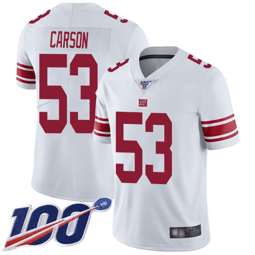 #53 Limited Harry Carson White Football Road Men's Jersey New York Giants V