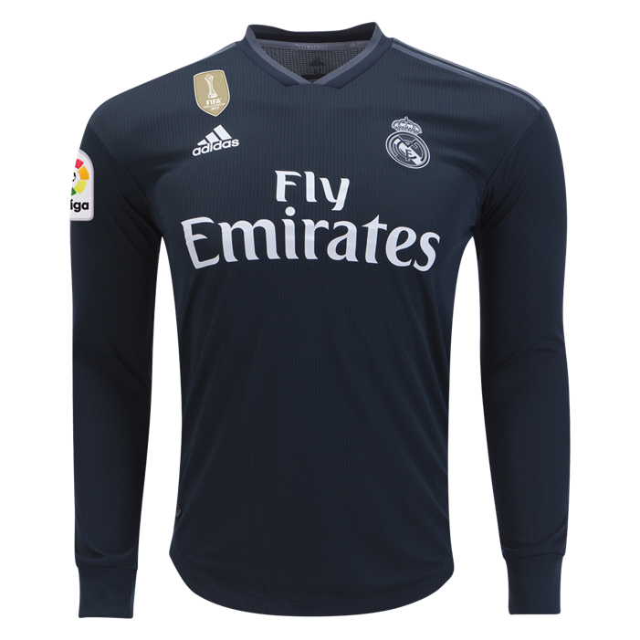 Men Toni Kroos Real Madrid 18/19 Authentic Long Sleeve Away Jersey by adida