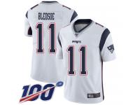 #11 Limited Drew Bledsoe White Football Road Youth Jersey New England Patriots Vapor Untouchable 100th Season