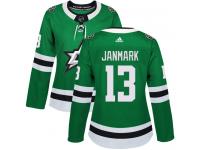 #13 Authentic Mattias Janmark Green Adidas NHL Home Women's Jersey Dallas Stars