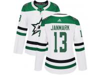 #13 Authentic Mattias Janmark White Adidas NHL Away Women's Jersey Dallas Stars