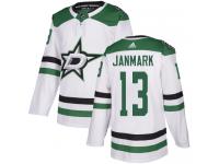 #13 Authentic Mattias Janmark White Adidas NHL Away Youth Jersey Dallas Stars