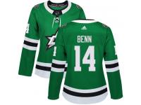 #14 Authentic Jamie Benn Green Adidas NHL Home Women's Jersey Dallas Stars
