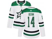 #14 Authentic Jamie Benn White Adidas NHL Away Women's Jersey Dallas Stars
