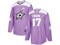 #17 Authentic Devin Shore Purple Adidas NHL Men's Jersey Dallas Stars Fights Cancer Practice