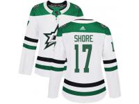 #17 Authentic Devin Shore White Adidas NHL Away Women's Jersey Dallas Stars