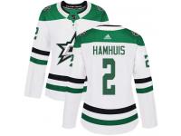 #2 Authentic Dan Hamhuis White Adidas NHL Away Women's Jersey Dallas Stars