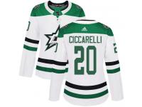 #20 Authentic Dino Ciccarelli White Adidas NHL Away Women's Jersey Dallas Stars