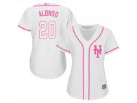 #20 Authentic Pete Alonso Women's White Baseball Jersey - New York Mets Fashion Cool Base