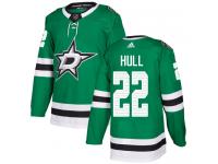 #22 Authentic Brett Hull Green Adidas NHL Home Men's Jersey Dallas Stars
