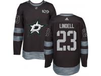 #23 Authentic Esa Lindell Black Adidas NHL Men's Jersey Dallas Stars 1917-2017 100th Anniversary