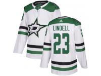 #23 Authentic Esa Lindell White Adidas NHL Away Men's Jersey Dallas Stars