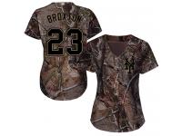 #23 Authentic Keon Broxton Women's Camo Baseball Jersey - New York Mets Realtree Collection Flex Base