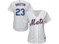 #23 Authentic Keon Broxton Women's White Baseball Jersey - Home New York Mets Cool Base
