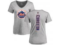 #23 Keon Broxton Women's Ash Baseball - Backer New York Mets T-Shirt