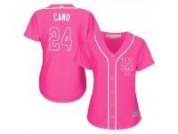 #24 Authentic Robinson Cano Pink Baseball Women's Jersey New York Mets Fashion Cool Base