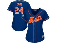 #24 Authentic Robinson Cano Royal Blue Baseball Alternate Home Women's Jersey New York Mets Cool Base
