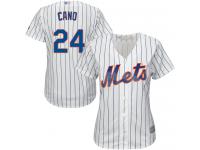 #24 Authentic Robinson Cano White Baseball Home Women's Jersey New York Mets Cool Base