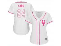 #24 Authentic Robinson Cano White Baseball Women's Jersey New York Mets Fashion Cool Base