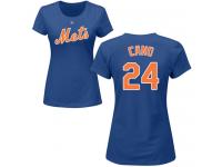 #24 Robinson Cano Royal Blue Baseball Name & Number Women's New York Mets T-Shirt