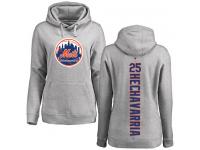 #25 Adeiny Hechavarria Women's Ash Baseball - Backer New York Mets Pullover Hoodie