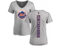 #25 Adeiny Hechavarria Women's Ash Baseball - Backer New York Mets T-Shirt