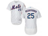#25 Authentic Adeiny Hechavarria Men's White Baseball Jersey - Home New York Mets Flex Base