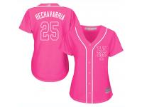 #25 Authentic Adeiny Hechavarria Women's Pink Baseball Jersey - New York Mets Fashion Cool Base
