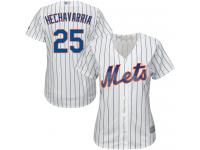 #25 Authentic Adeiny Hechavarria Women's White Baseball Jersey - Home New York Mets Cool Base