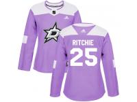 #25 Authentic Brett Ritchie Purple Adidas NHL Women's Jersey Dallas Stars Fights Cancer Practice