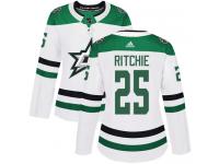 #25 Authentic Brett Ritchie White Adidas NHL Away Women's Jersey Dallas Stars