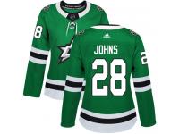 #28 Authentic Stephen Johns Green Adidas NHL Home Women's Jersey Dallas Stars