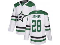 #28 Authentic Stephen Johns White Adidas NHL Away Men's Jersey Dallas Stars