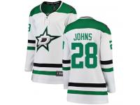 #28 Breakaway Stephen Johns White NHL Away Women's Jersey Dallas Stars