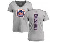 #29 Devin Mesoraco Women's Ash Baseball - Backer New York Mets T-Shirt