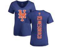 #29 Devin Mesoraco Women's Royal Blue Baseball - Backer New York Mets T-Shirt