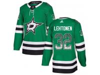 #32 Authentic Kari Lehtonen Green Adidas NHL Men's Jersey Dallas Stars Drift Fashion