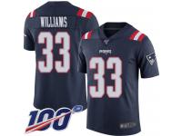 #33 Limited Joejuan Williams Navy Blue Football Men's Jersey New England Patriots Rush Vapor Untouchable 100th Season