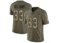 #33 Limited Joejuan Williams Olive Camo Football Men's Jersey New England Patriots 2017 Salute to Service