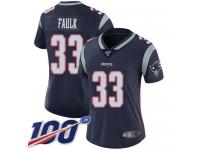 #33 Limited Kevin Faulk Navy Blue Football Home Women's Jersey New England Patriots Vapor Untouchable 100th Season