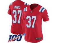 #37 Limited Damien Harris Red Football Alternate Women's Jersey New England Patriots Vapor Untouchable 100th Season