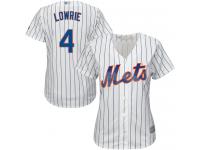 #4 Authentic Jed Lowrie Women's White Baseball Jersey - Home New York Mets Cool Base