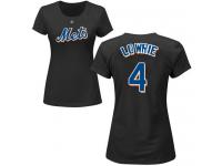 #4 Jed Lowrie Women's Black Baseball - Name & Number New York Mets T-Shirt