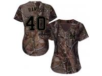 #40 Authentic Wilson Ramos Women's Camo Baseball Jersey - New York Mets Realtree Collection Flex Base