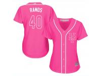#40 Authentic Wilson Ramos Women's Pink Baseball Jersey - New York Mets Fashion Cool Base