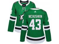 #43 Authentic Valeri Nichushkin Green Adidas NHL Home Women's Jersey Dallas Stars
