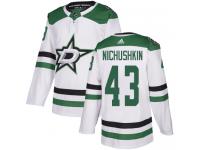 #43 Authentic Valeri Nichushkin White Adidas NHL Away Men's Jersey Dallas Stars