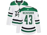 #43 Authentic Valeri Nichushkin White Adidas NHL Away Women's Jersey Dallas Stars