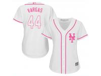 #44 Authentic Jason Vargas Women's White Baseball Jersey - New York Mets Fashion Cool Base