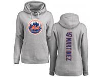 #45 Pedro Martinez Women's Ash Baseball - Backer New York Mets Pullover Hoodie